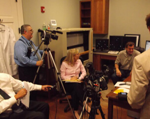 video deposition being filmed